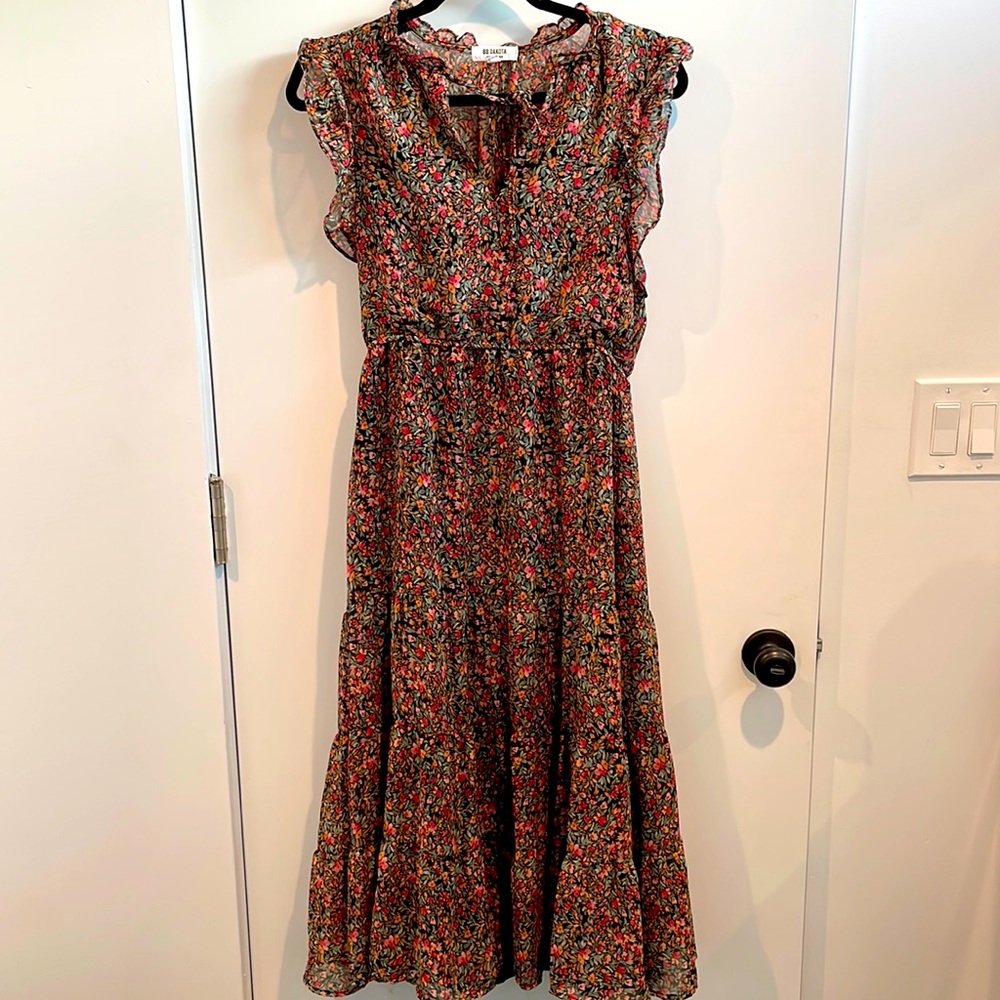BB Dakota by Steve Madden Floral Midi Dress - Red and Green